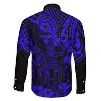 Hawaii King Kamehameha Family Matching Tank Maxi Dress and Hawaiian Shirt Polynesian Pattern Navy Blue Version LT01 - Polynesian Pride