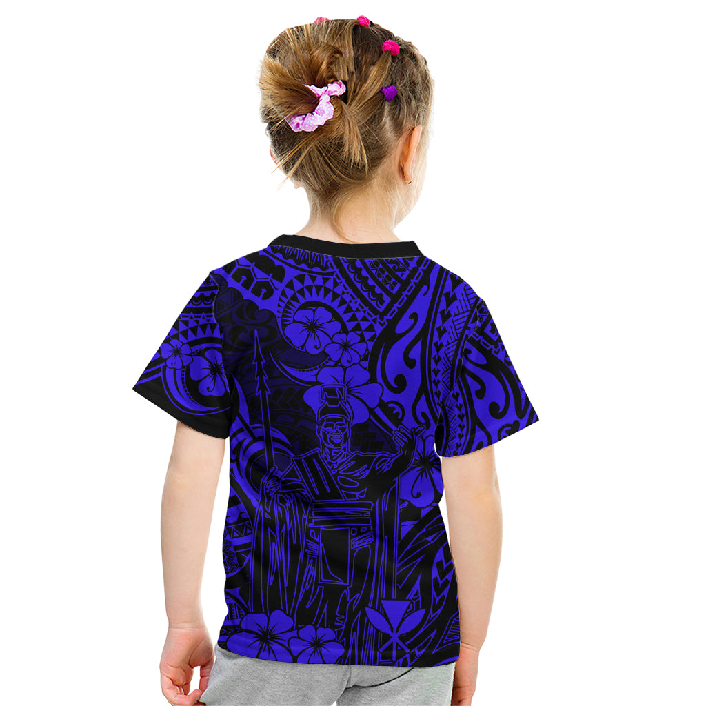 Hawaii King Kamehameha Kid T Shirt Polynesian Pattern Navy Blue Version LT01 - Polynesian Pride