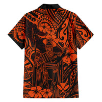 Hawaii King Kamehameha Family Matching Tank Maxi Dress and Hawaiian Shirt Polynesian Pattern Orange Version LT01 - Polynesian Pride