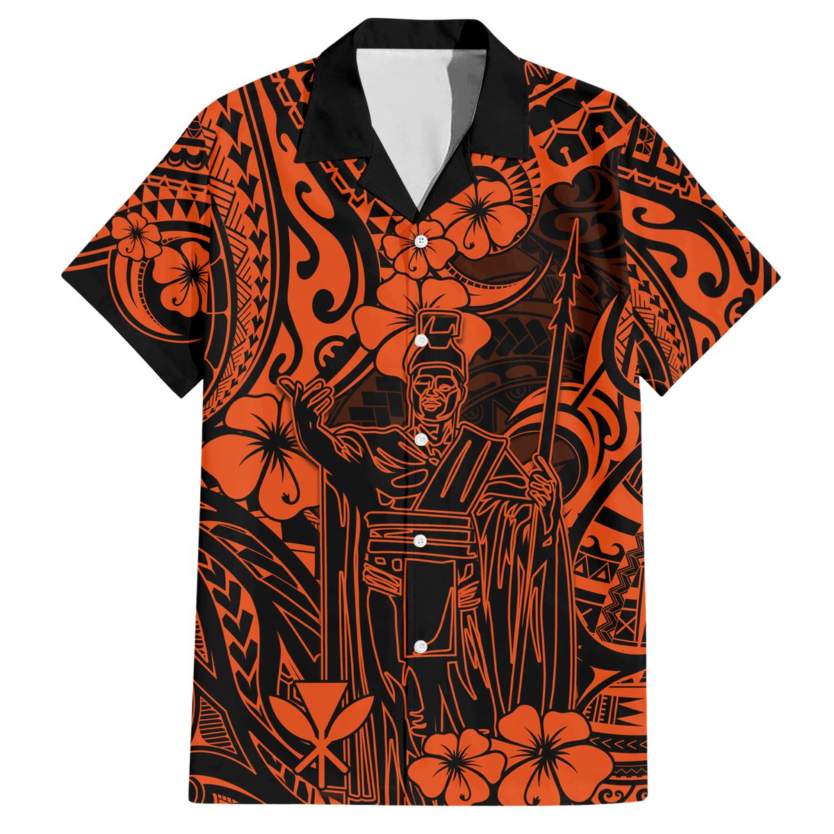 Hawaii King Kamehameha Hawaiian Shirt Polynesian Pattern Orange Version LT01 Orange - Polynesian Pride
