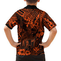 Hawaii King Kamehameha Kid Hawaiian Shirt Polynesian Pattern Orange Version LT01 - Polynesian Pride