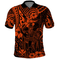 Hawaii King Kamehameha Polo Shirt Polynesian Pattern Orange Version LT01 Orange - Polynesian Pride
