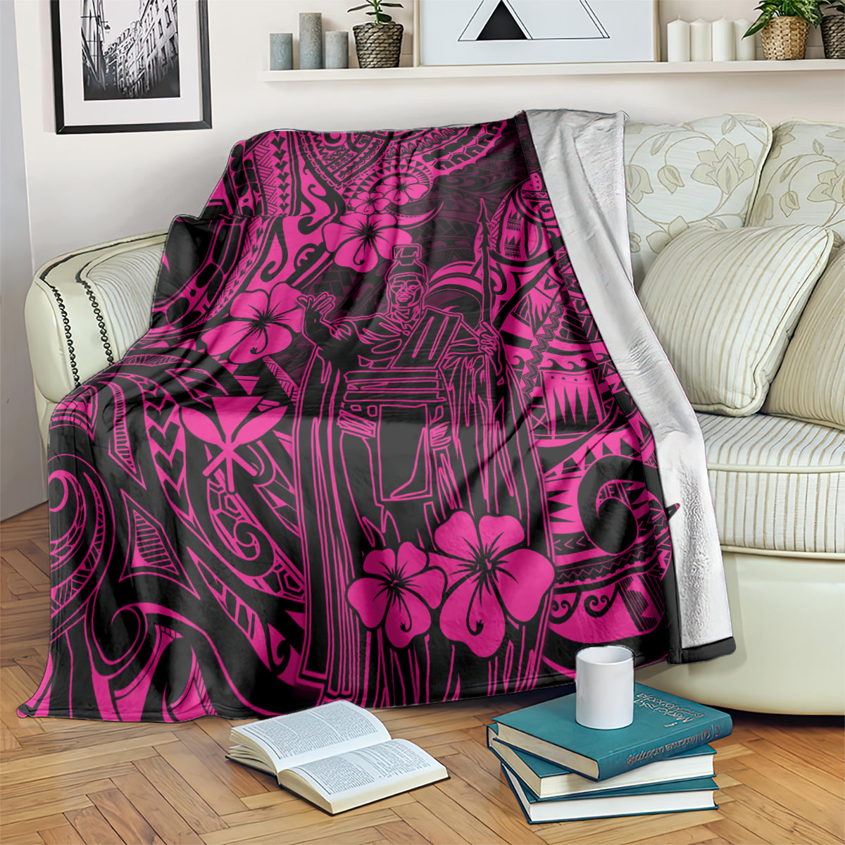 Hawaii King Kamehameha Blanket Polynesian Pattern Pink Version LT01 - Polynesian Pride