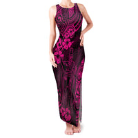Hawaii King Kamehameha Family Matching Tank Maxi Dress and Hawaiian Shirt Polynesian Pattern Pink Version LT01 Mom's Dress Pink - Polynesian Pride