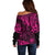Hawaii King Kamehameha Off Shoulder Sweater Polynesian Pattern Pink Version LT01 - Polynesian Pride