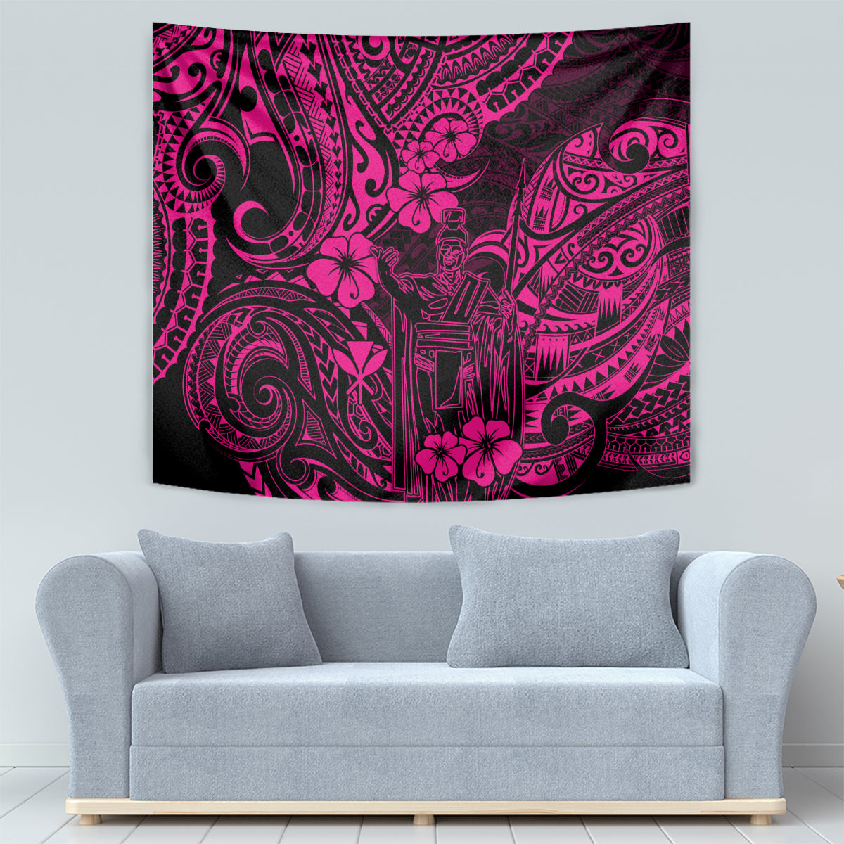 Hawaii King Kamehameha Tapestry Polynesian Pattern Pink Version LT01 - Polynesian Pride