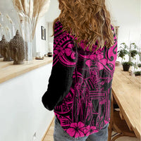 Hawaii King Kamehameha Women Casual Shirt Polynesian Pattern Pink Version LT01 - Polynesian Pride