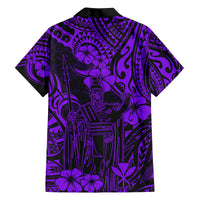 Hawaii King Kamehameha Family Matching Summer Maxi Dress and Hawaiian Shirt Polynesian Pattern Purple Version LT01 - Polynesian Pride