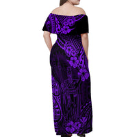 Hawaii King Kamehameha Off Shoulder Maxi Dress Polynesian Pattern Purple Version LT01 - Polynesian Pride