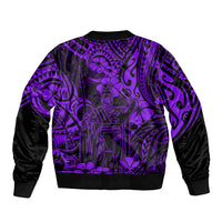 Hawaii King Kamehameha Sleeve Zip Bomber Jacket Polynesian Pattern Purple Version LT01 - Polynesian Pride