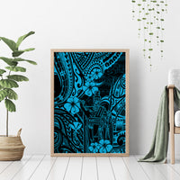 Hawaii King Kamehameha Canvas Wall Art Polynesian Pattern Sky Blue Version LT01 - Polynesian Pride