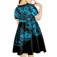 Hawaii King Kamehameha Kid Short Sleeve Dress Polynesian Pattern Sky Blue Version LT01 - Polynesian Pride