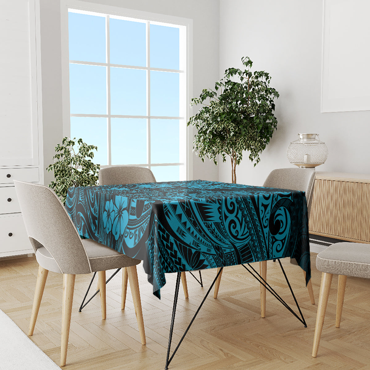 Hawaii King Kamehameha Tablecloth Polynesian Pattern Sky Blue Version LT01 - Polynesian Pride