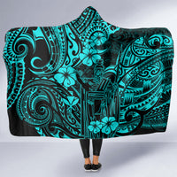 Hawaii King Kamehameha Hooded Blanket Polynesian Pattern Turquoise Version LT01 - Polynesian Pride