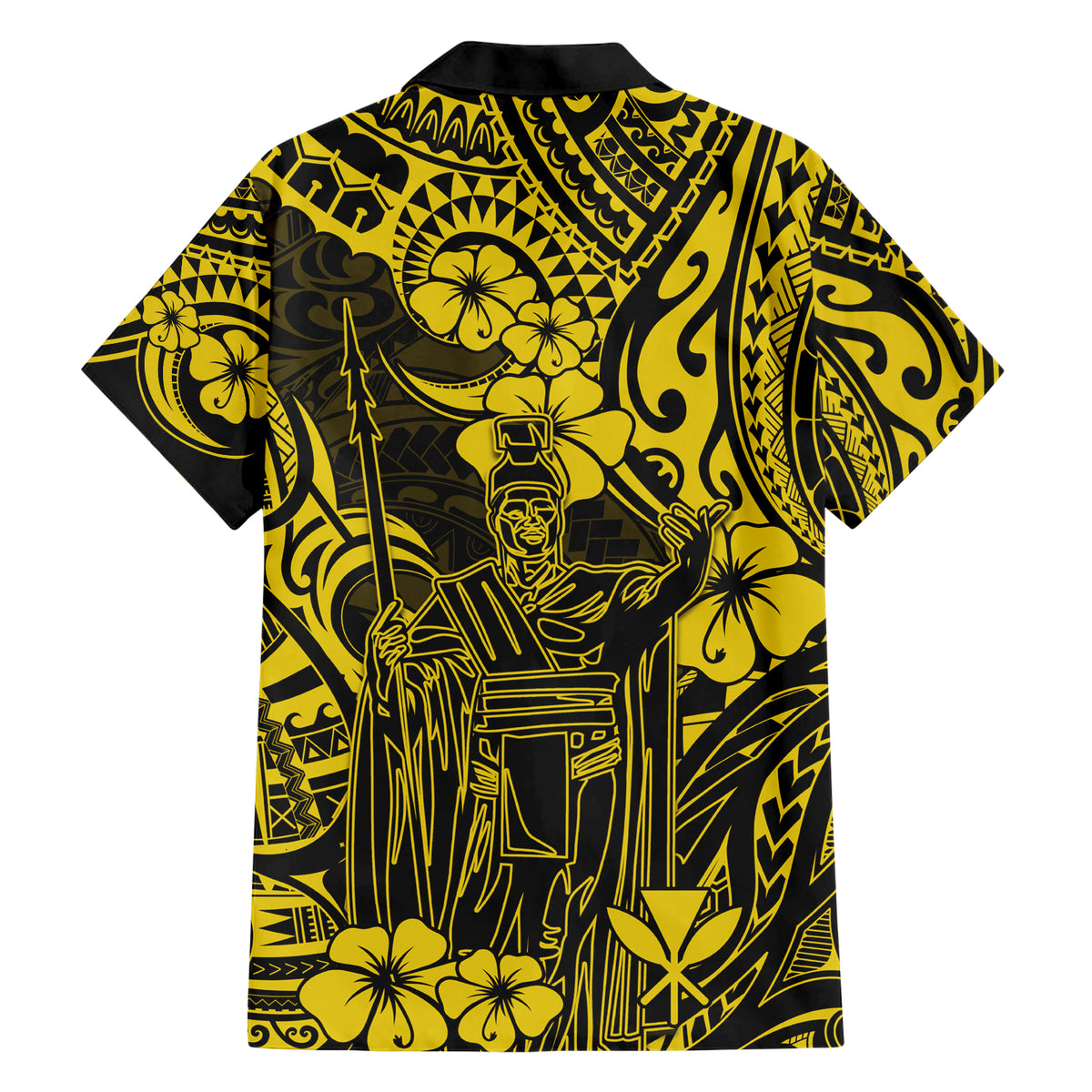 Hawaii King Kamehameha Family Matching Short Sleeve Bodycon Dress and Hawaiian Shirt Polynesian Pattern Yellow Version LT01 - Polynesian Pride