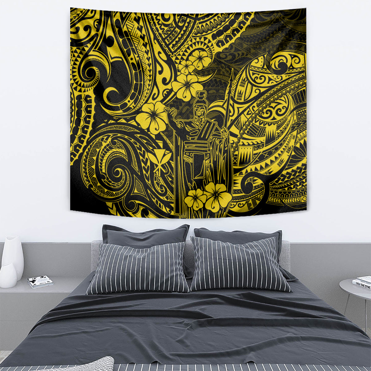 Hawaii King Kamehameha Tapestry Polynesian Pattern Yellow Version LT01 - Polynesian Pride