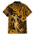 Hawaii Hula Girl Family Matching Off Shoulder Maxi Dress and Hawaiian Shirt Polynesian Pattern Gold Version LT01 - Polynesian Pride