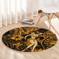 Hawaii Hula Girl Round Carpet Polynesian Pattern Gold Version LT01 - Polynesian Pride