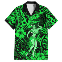 Hawaii Hula Girl Family Matching Off Shoulder Short Dress and Hawaiian Shirt Polynesian Pattern Green Version LT01 Dad's Shirt - Short Sleeve Green - Polynesian Pride