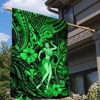 Hawaii Hula Girl Garden Flag Polynesian Pattern Green Version LT01 - Polynesian Pride