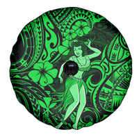 Hawaii Hula Girl Spare Tire Cover Polynesian Pattern Green Version LT01 - Polynesian Pride