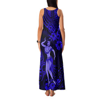 Hawaii Hula Girl Family Matching Tank Maxi Dress and Hawaiian Shirt Polynesian Pattern Navy Blue Version LT01 - Polynesian Pride