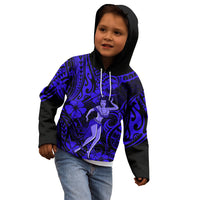 Hawaii Hula Girl Kid Hoodie Polynesian Pattern Navy Blue Version LT01 - Polynesian Pride