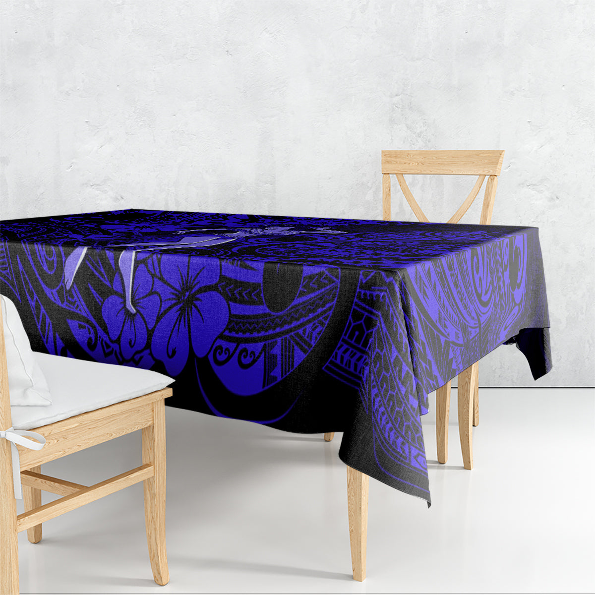 Hawaii Hula Girl Tablecloth Polynesian Pattern Navy Blue Version LT01 - Polynesian Pride