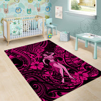 Hawaii Hula Girl Area Rug Polynesian Pattern Pink Version LT01 - Polynesian Pride