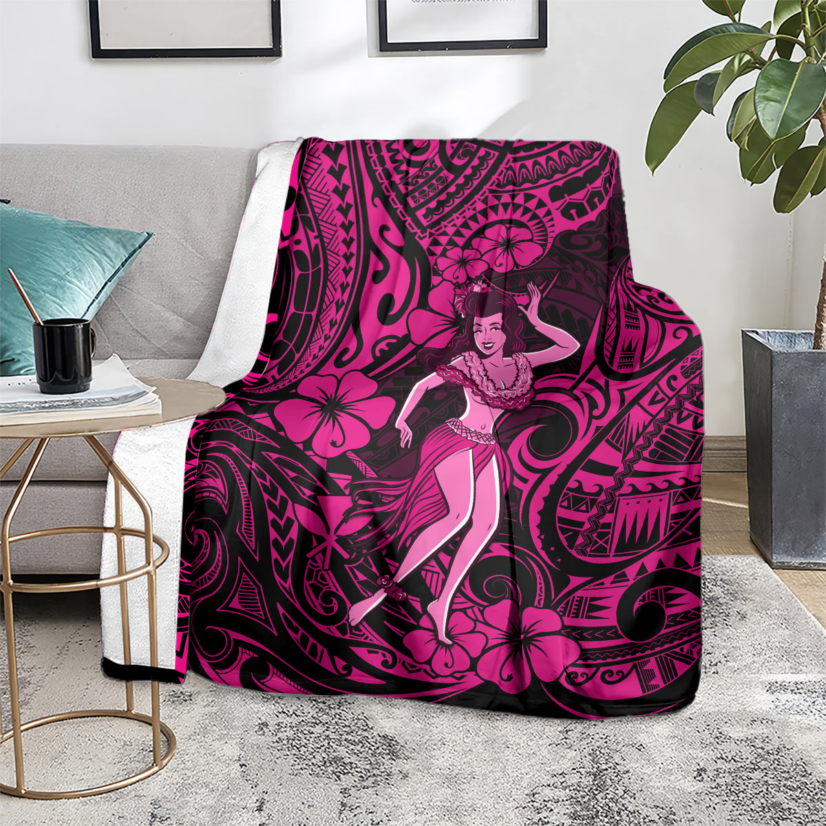 Hawaii Hula Girl Blanket Polynesian Pattern Pink Version LT01 - Polynesian Pride