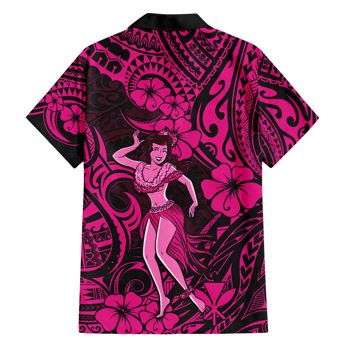 Hawaii Hula Girl Family Matching Tank Maxi Dress and Hawaiian Shirt Polynesian Pattern Pink Version LT01 - Polynesian Pride