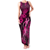Hawaii Hula Girl Family Matching Tank Maxi Dress and Hawaiian Shirt Polynesian Pattern Pink Version LT01 Mom's Dress Pink - Polynesian Pride