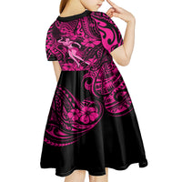 Hawaii Hula Girl Kid Short Sleeve Dress Polynesian Pattern Pink Version LT01 - Polynesian Pride