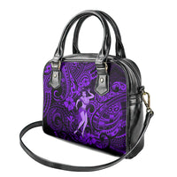 Hawaii Hula Girl Shoulder Handbag Hibiscus Hawaii Tribal Tattoo Purple Version LT01 - Polynesian Pride