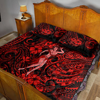 Hawaii Hula Girl Quilt Bed Set Hibiscus Hawaii Tribal Tattoo Red Version LT01 - Polynesian Pride