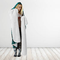 Hawaii Hula Girl Hooded Blanket Hibiscus Hawaii Tribal Tattoo Turquoise Version LT01 - Polynesian Pride
