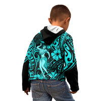 Hawaii Hula Girl Kid Hoodie Hibiscus Hawaii Tribal Tattoo Turquoise Version LT01 - Polynesian Pride