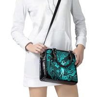 Hawaii Hula Girl Shoulder Handbag Hibiscus Hawaii Tribal Tattoo Turquoise Version LT01 - Polynesian Pride