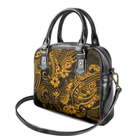 Hawaii Pineapple Shoulder Handbag Paradise Flowers Pacific With Gold Polynesian Tribal LT01 - Polynesian Pride