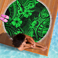 Hawaii Pineapple Beach Blanket Paradise Flowers Pacific With Green Polynesian Tribal LT01 - Wonder Print Shop