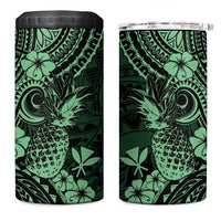Hawaii Pineapple 4 in 1 Can Cooler Tumbler Paradise Flowers Pacific With Green Polynesian Tribal LT01 One Size: 16 oz Green - Polynesian Pride
