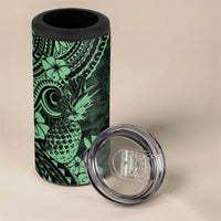 Hawaii Pineapple 4 in 1 Can Cooler Tumbler Paradise Flowers Pacific With Green Polynesian Tribal LT01 - Polynesian Pride