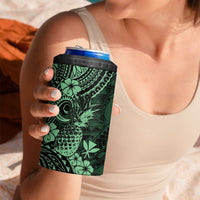 Hawaii Pineapple 4 in 1 Can Cooler Tumbler Paradise Flowers Pacific With Green Polynesian Tribal LT01 - Polynesian Pride