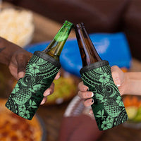 Hawaii Pineapple 4 in 1 Can Cooler Tumbler Paradise Flowers Pacific With Green Polynesian Tribal LT01 - Polynesian Pride