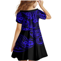 Hawaii Pineapple Family Matching Mermaid Dress and Hawaiian Shirt Paradise Flowers Pacific With Navy Blue Polynesian Tribal LT01 - Polynesian Pride