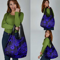 Hawaii Pineapple Grocery Bag Paradise Flowers Pacific With Navy Blue Polynesian Tribal LT01 - Polynesian Pride