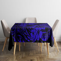Hawaii Pineapple Tablecloth Paradise Flowers Pacific With Navy Blue Polynesian Tribal LT01 - Polynesian Pride