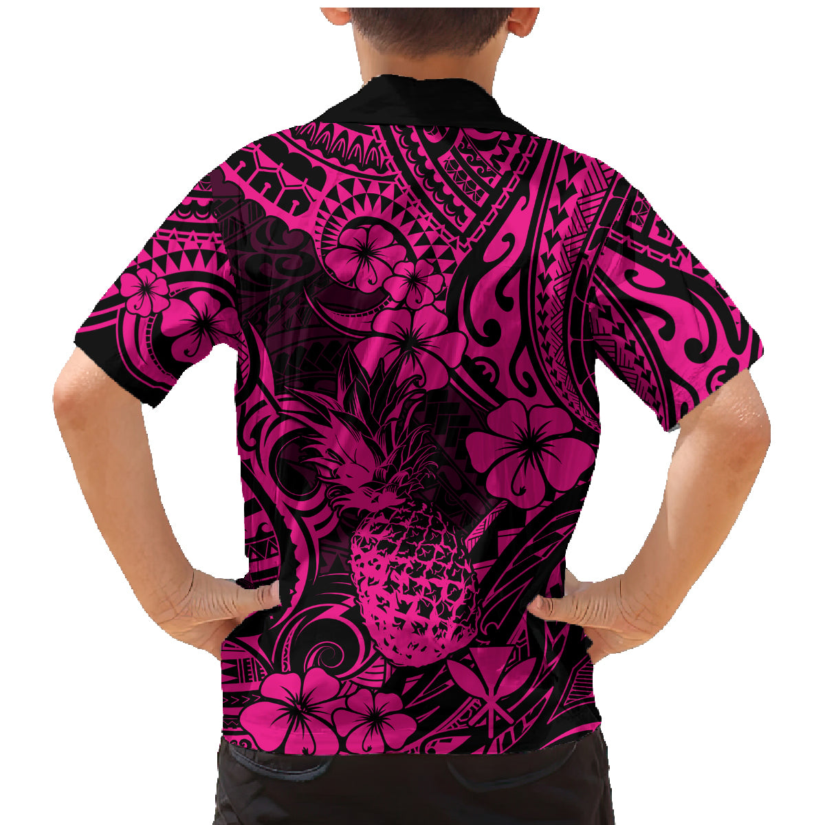 Hawaii Pineapple Family Matching Mermaid Dress and Hawaiian Shirt Paradise Flowers Pacific With Pink Polynesian Tribal LT01 - Polynesian Pride