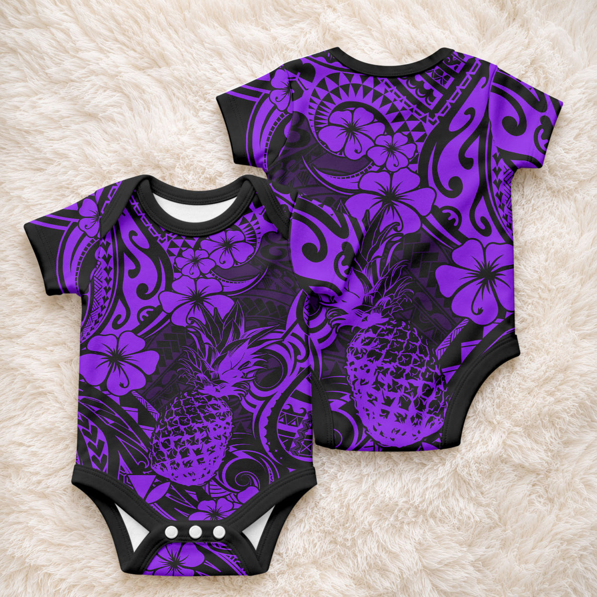 Hawaii Pineapple Baby Onesie Polynesian Pattern Purple Version LT01 - Polynesian Pride
