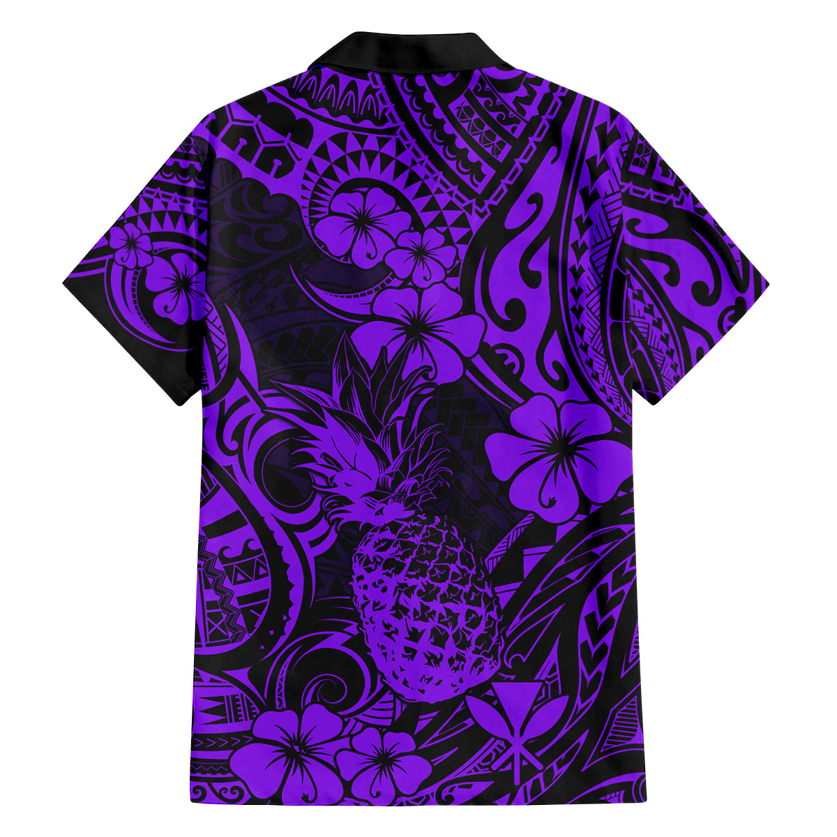 Hawaii Pineapple Family Matching Long Sleeve Bodycon Dress and Hawaiian Shirt Polynesian Pattern Purple Version LT01 - Polynesian Pride